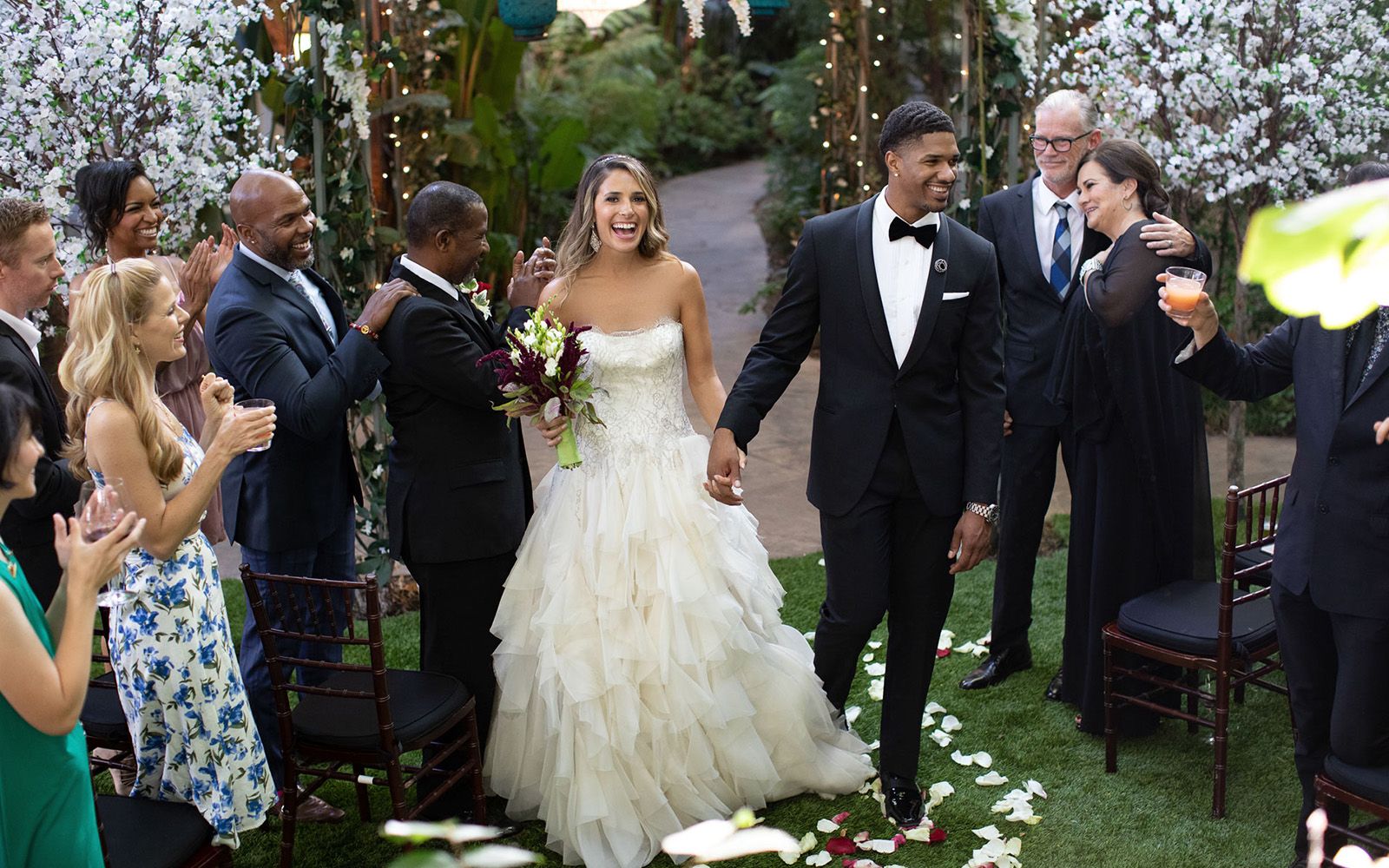 Wedding couple walking