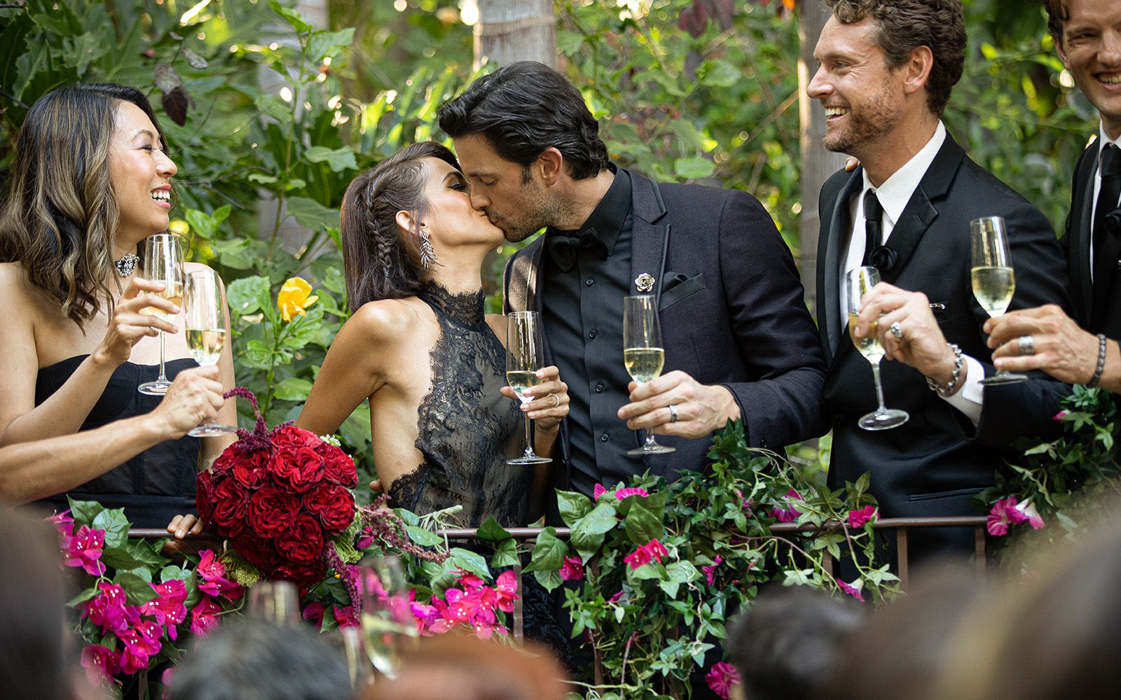 Wedding couple kissing